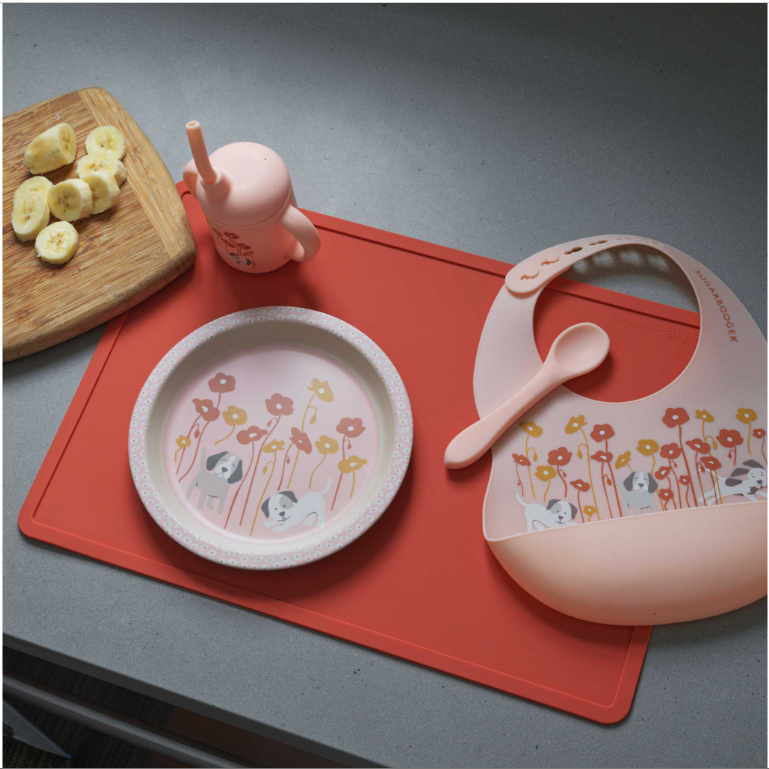 Bib + Spoon Set Puppies & Poppies