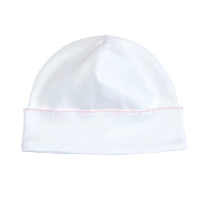 Monogrammed Baby Beanie – 100% Pima Cotton Newborn Hat | Personalized Infant Beanie with Color Stitching Trim