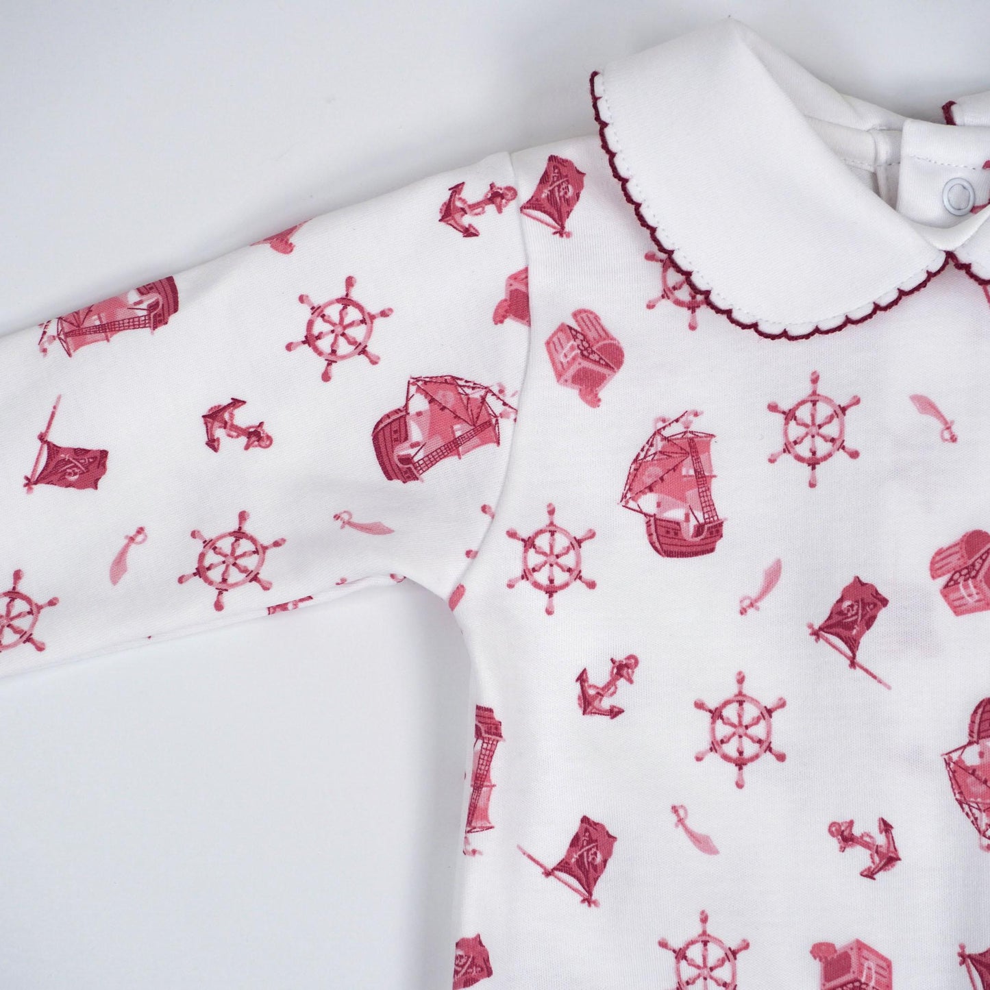Pirate Pima Cotton Baby Footie with Peter Pan Collar