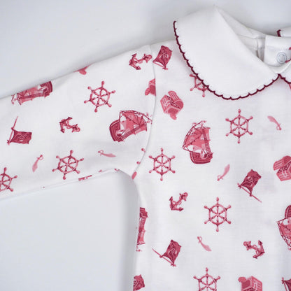 Pirate Pima Cotton Baby Footie with Peter Pan Collar
