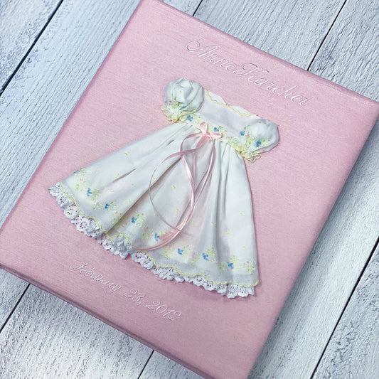 Swiss Batiste Dress with Flowers – Baby Memory Book (Shantung)