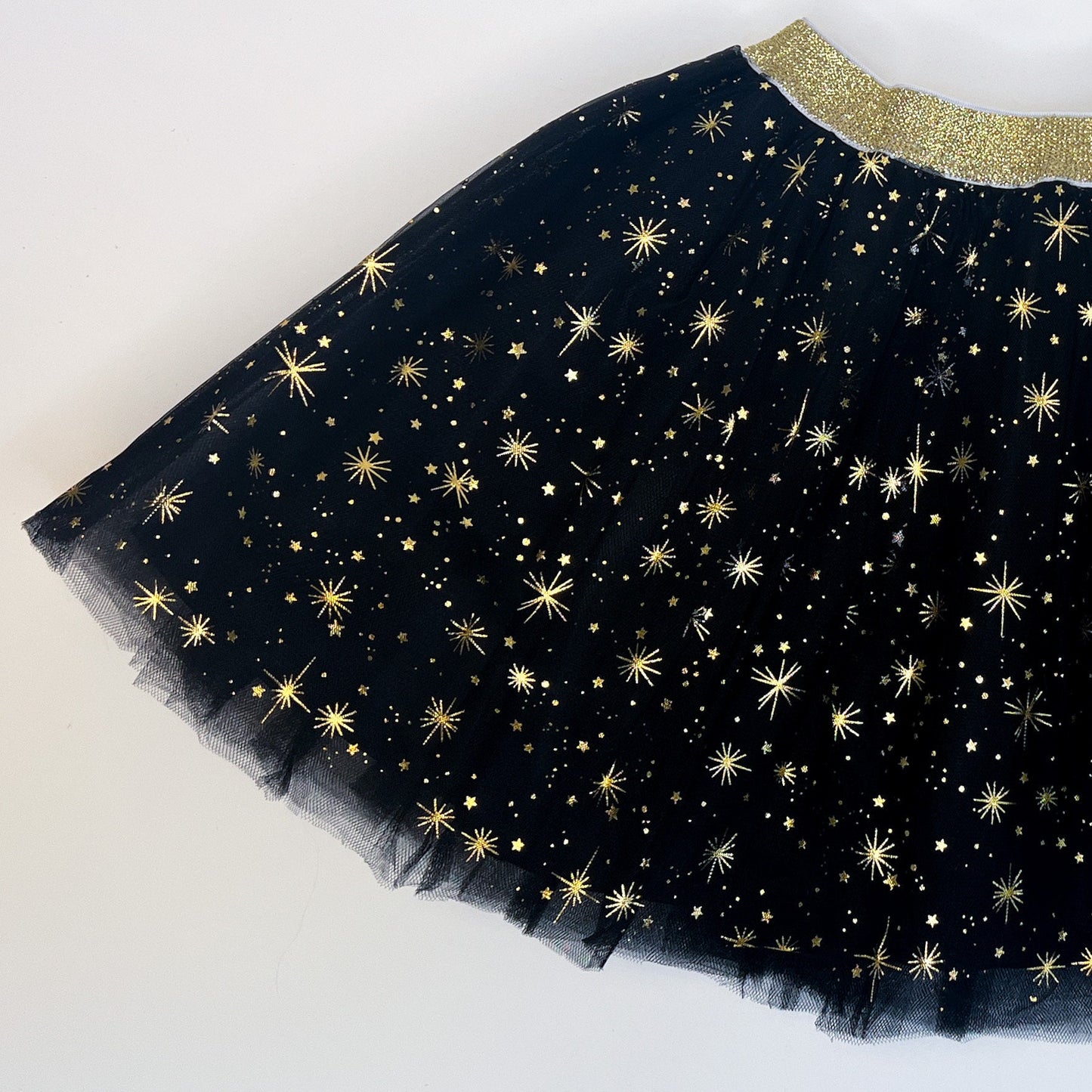 Black Tulle Tutu with Gold Stars: Girl's Dress-Up Skirt