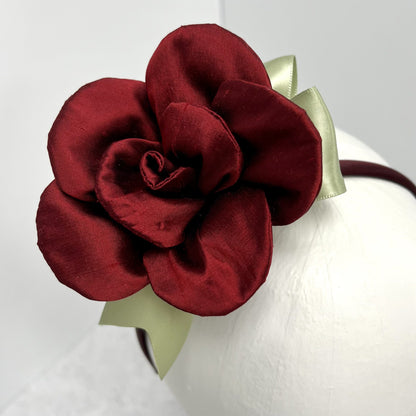 Large Silk Flower Silk Ribbon Wrapped Band // Toddler Girl's Floral Headband