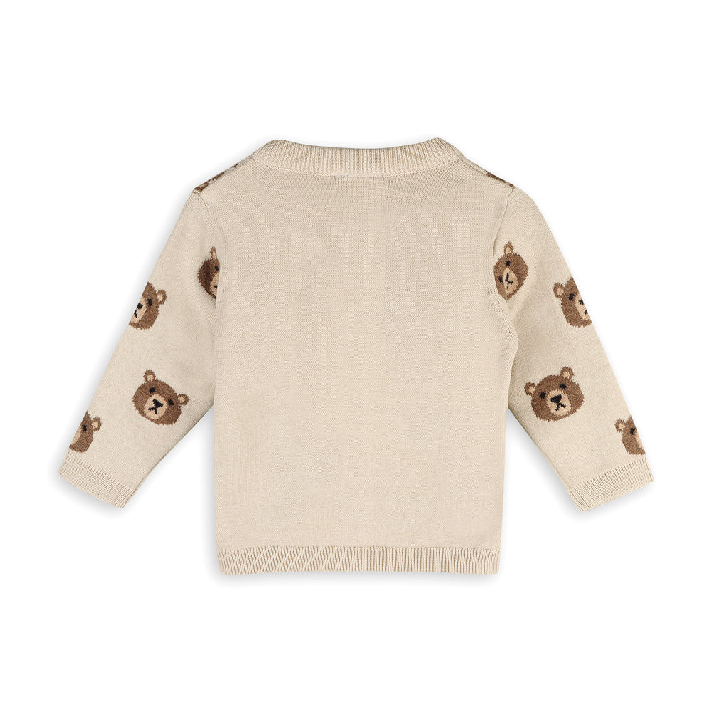 Brown Bear Jacquard Button Cardigan Baby Sweater