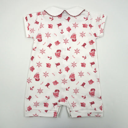 Pirate Pima Cotton Baby Romper with Peter Pan Collar