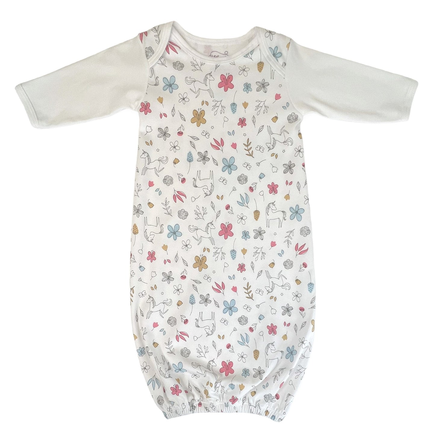 Unicorns Print Pima Cotton Baby Gown