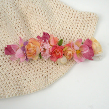 Hat Combo with Pink Floral Hair Band