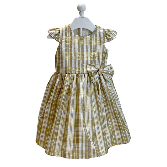 Taffeta Gold & White Striped Dress