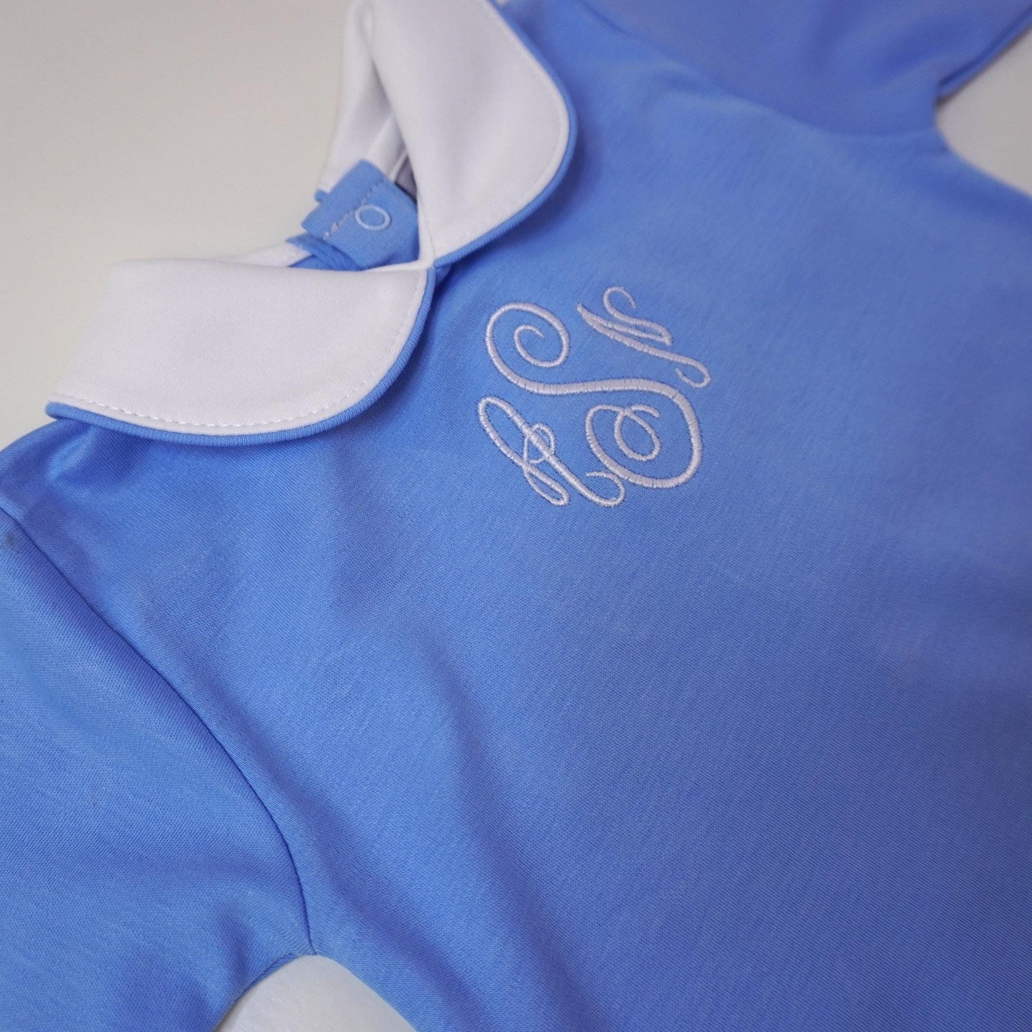 Solid Pima Cotton Baby Gown with White Peter Pan Collar