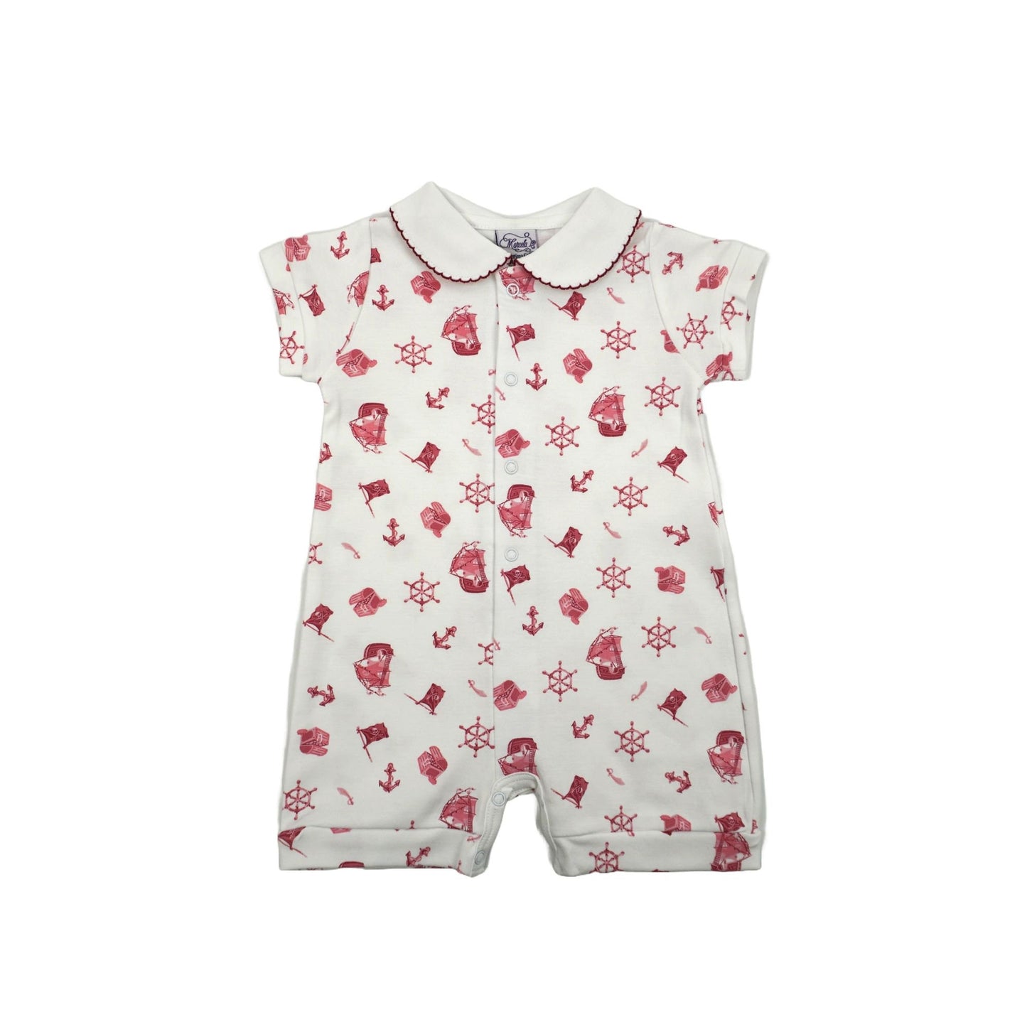Pirate Pima Cotton Baby Romper with Peter Pan Collar