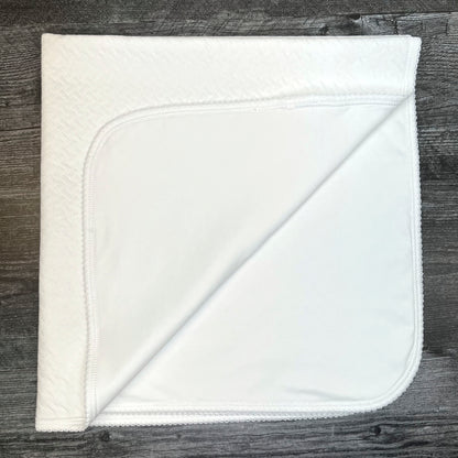 White Pima Jacquard Baby Blanket