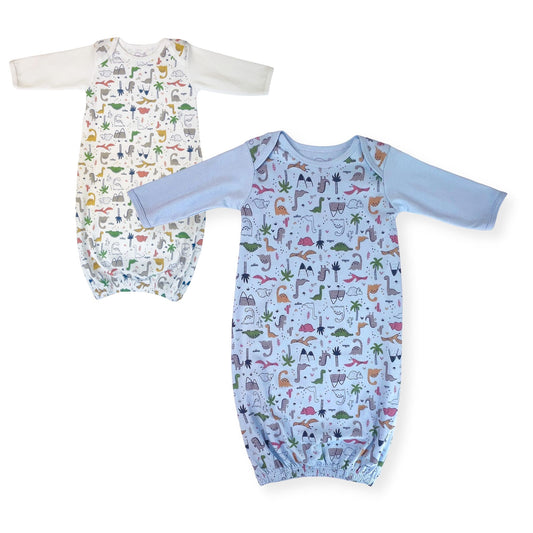 Dinosaurs Print Pima Cotton Baby Gown