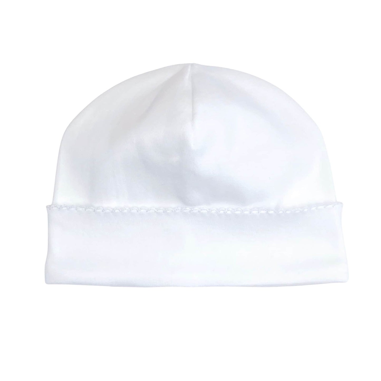 Monogrammed Baby Beanie – 100% Pima Cotton Newborn Hat | Personalized Infant Beanie with Color Stitching Trim