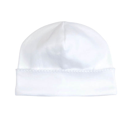 Monogrammed Baby Beanie – 100% Pima Cotton Newborn Hat | Personalized Infant Beanie with Color Stitching Trim