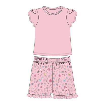 Unicorn Pima Cotton Baby Layette - Short Sleeve & Shorts