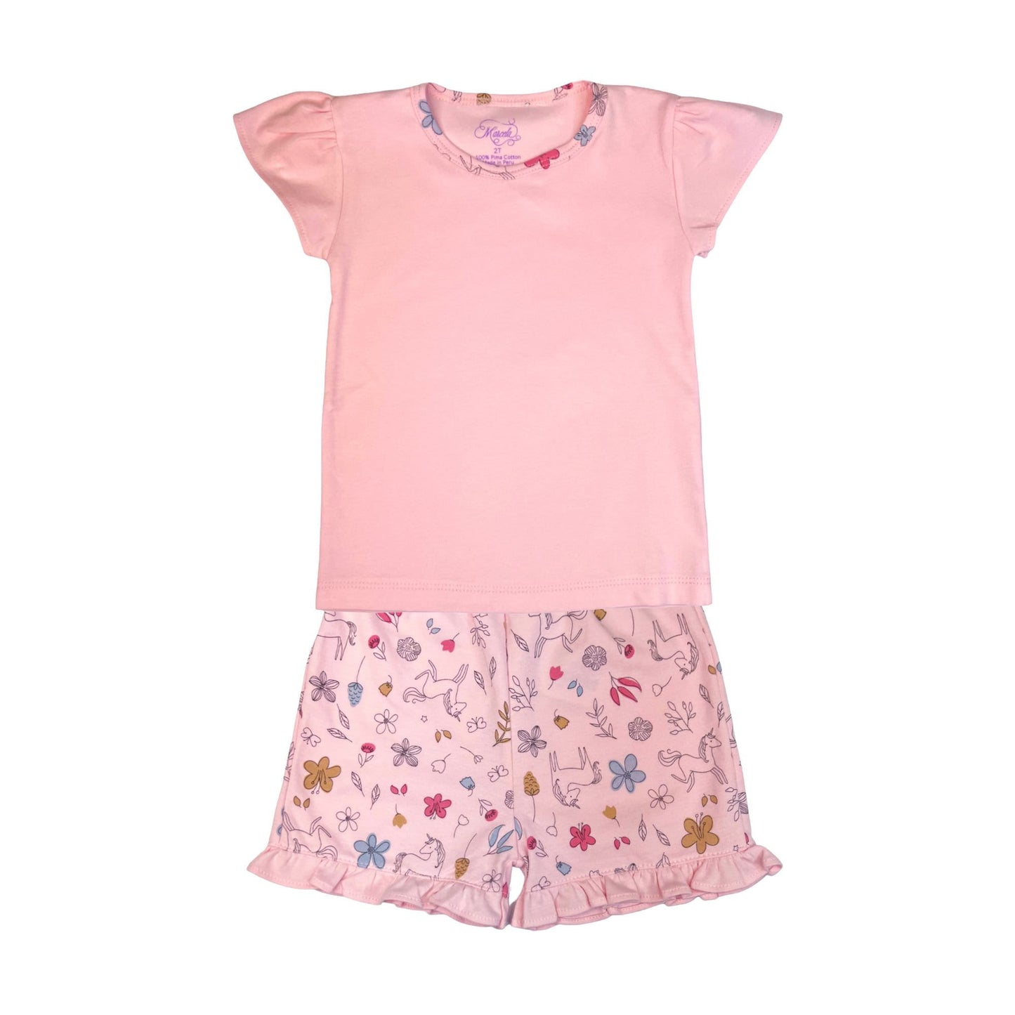 Unicorn Pima Cotton Baby Layette - Short Sleeve & Shorts