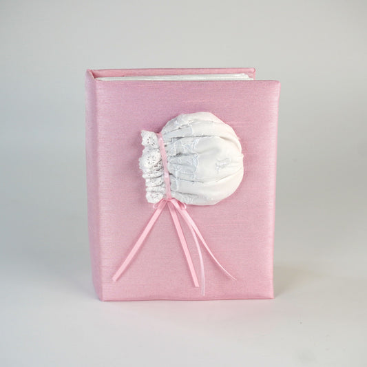 Swiss Batiste Girl Bonnet – Small Hardbound Photo Album (Shantung)