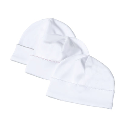 Monogrammed Baby Beanie – 100% Pima Cotton Newborn Hat | Personalized Infant Beanie with Color Stitching Trim