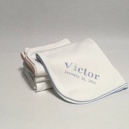 Luxury Pima Cotton Baby Blanket with Scallop Trim