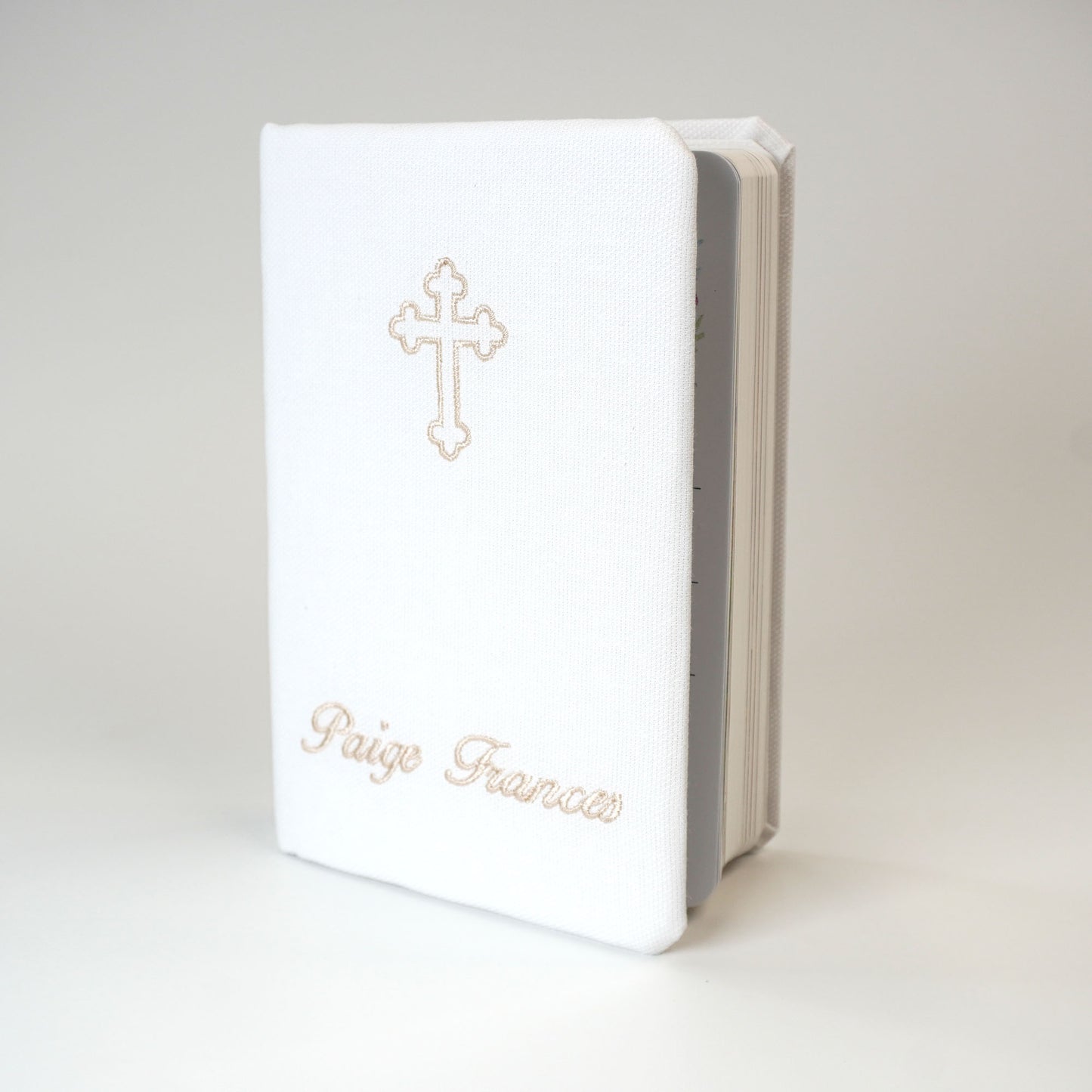 Personalized KJV Baby Gift Bible – Piqué Cotton with Cross Design
