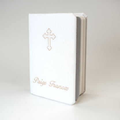 Personalized KJV Baby Gift Bible – Piqué Cotton with Cross Design