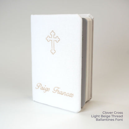 Personalized KJV Baby Gift Bible – Piqué Cotton with Cross Design