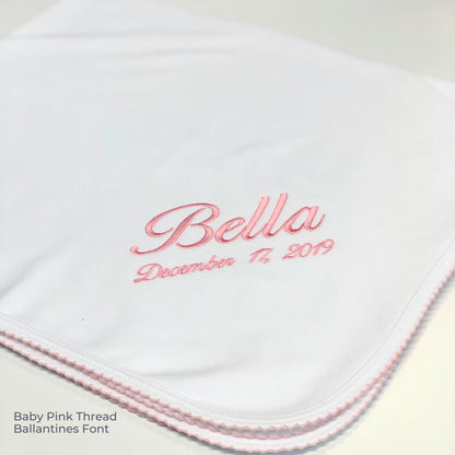 Luxury Pima Cotton Baby Blanket with Scallop Trim