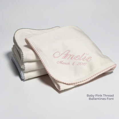 Luxury Pima Cotton Baby Blanket with Scallop Trim