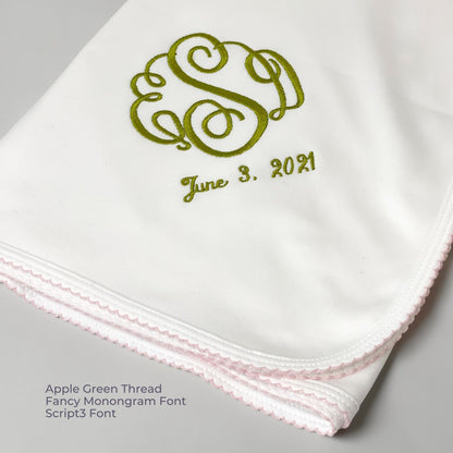 Luxury Pima Cotton Baby Blanket with Scallop Trim