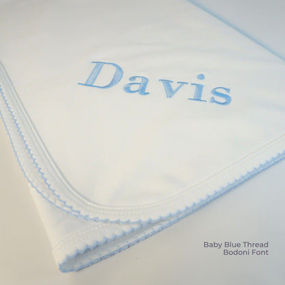 Luxury Pima Cotton Baby Blanket with Scallop Trim