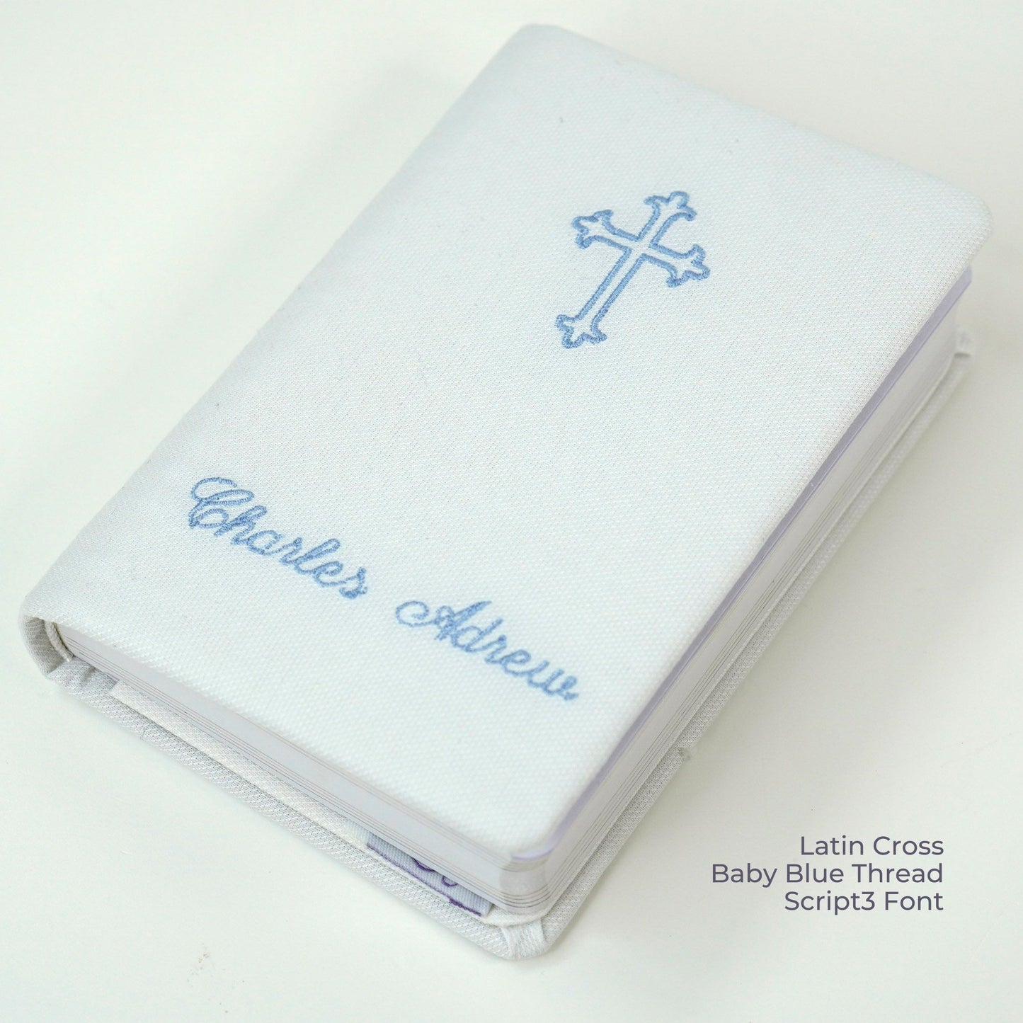 Personalized KJV Baby Gift Bible – Piqué Cotton with Cross Design