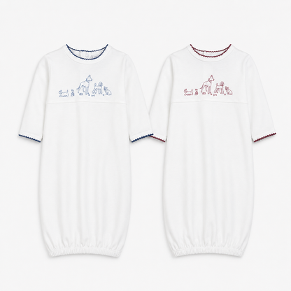 Dog Print Pima Cotton Baby Gown