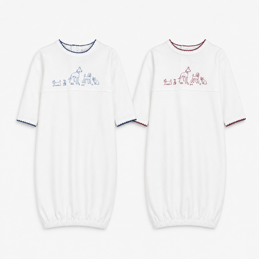 Dog Print Pima Cotton Baby Gown
