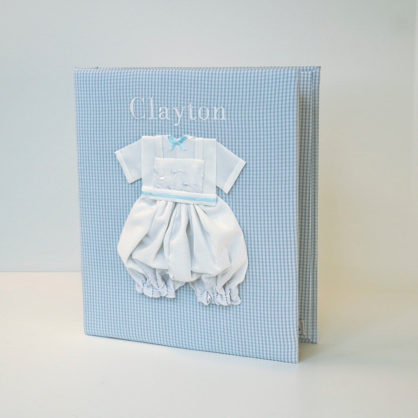 Swiss Batiste Jumper on Seersucker Check – Baby Memory Book