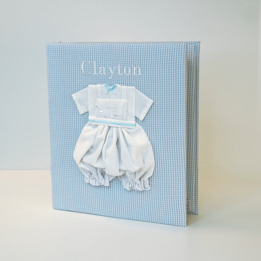 Swiss Batiste Jumper on Seersucker Check – Baby Memory Book