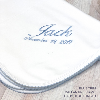 Luxury Pima Cotton Baby Blanket with Scallop Trim