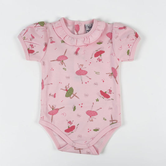 Ballerina Pima Cotton Baby Bodysuit with Ruffle Collar