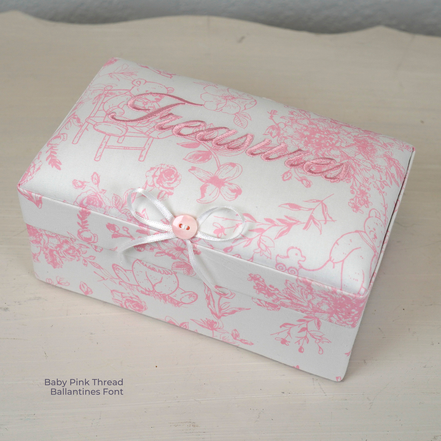 Beary Blossoms Toile  – Small Baby Keepsake Box