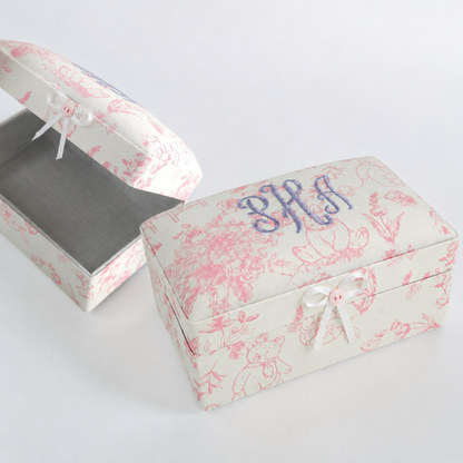 Beary Blossoms Toile  – Small Baby Keepsake Box