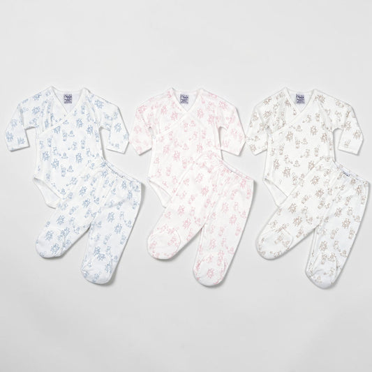 Teddy Bear Print Pima Cotton Baby Layette Set