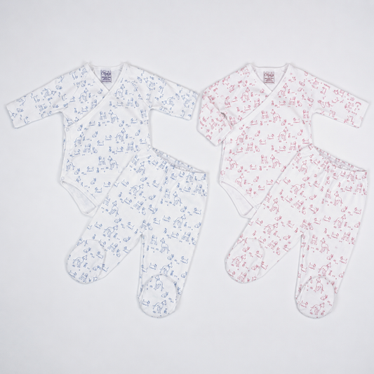 Dogs Print Pima Cotton Baby Layette Set