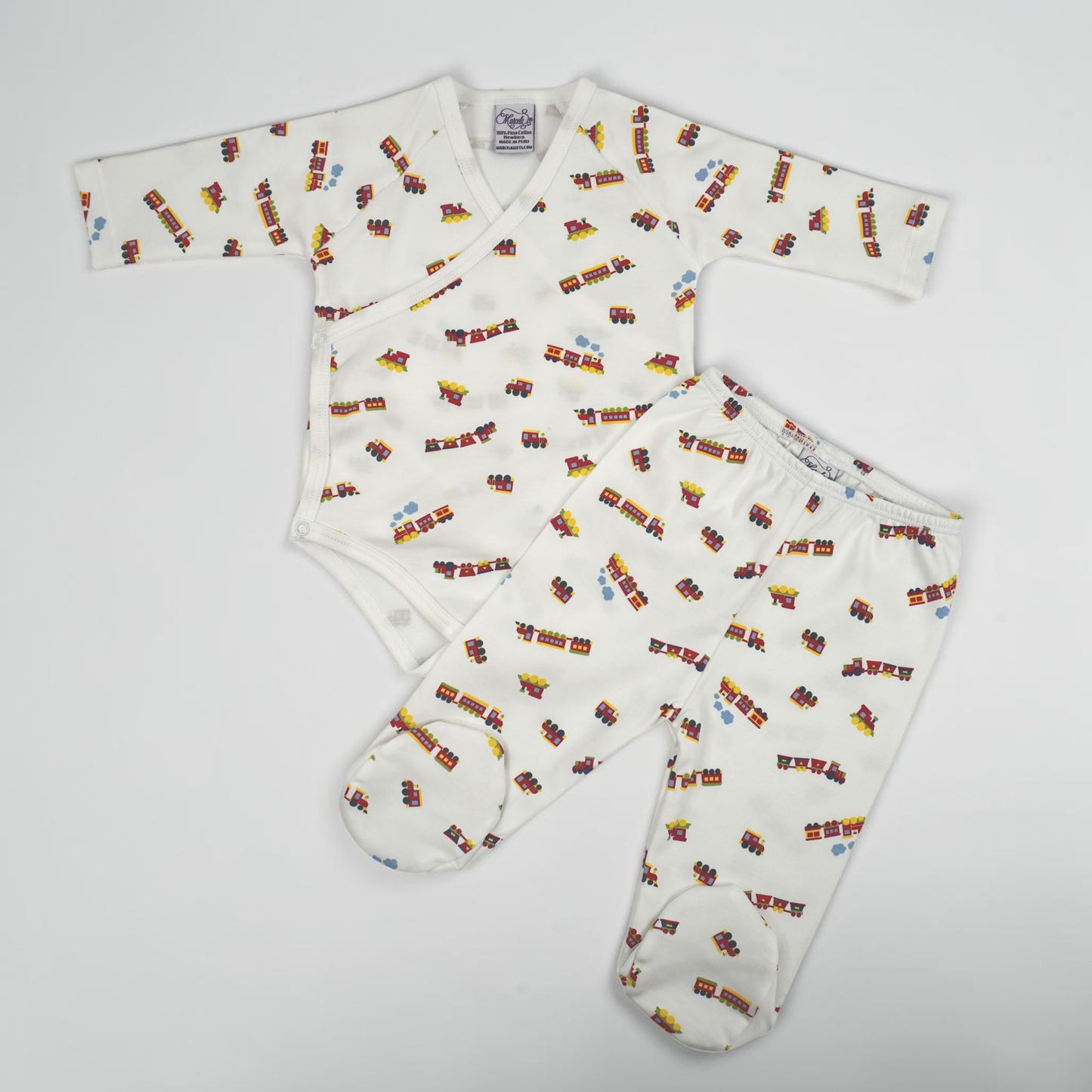 Train Print Pima Cotton Baby Layette Set