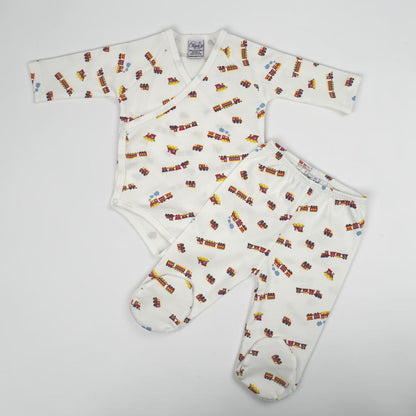 Train Print Pima Cotton Baby Layette Set