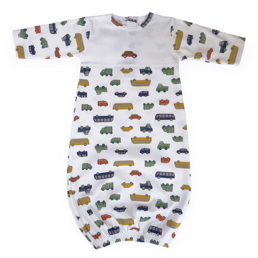 Automobiles Print Pima Cotton Baby Gown