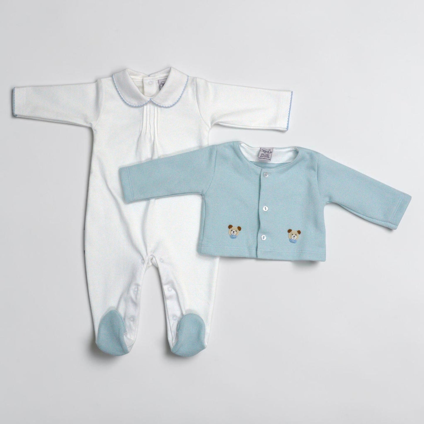 Cozy Bear Pima Cotton Footed Outfit & Cardigan Set
