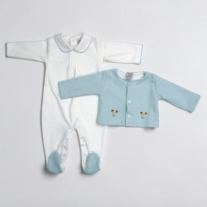 Cozy Bear Pima Cotton Footed Outfit & Cardigan Set