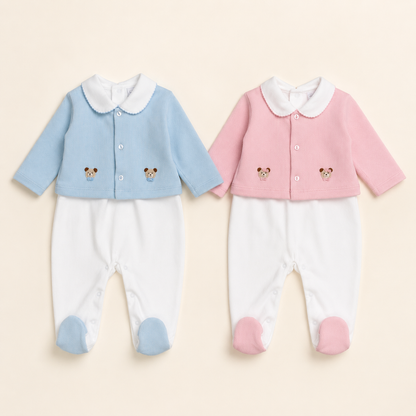 Cozy Bear Pima Cotton Footed Outfit & Cardigan Set