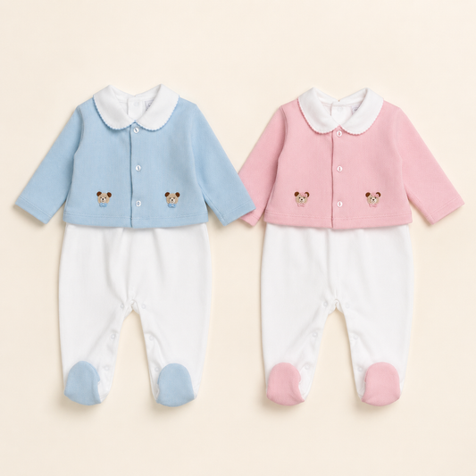 Cozy Bear Pima Cotton Footed Outfit & Cardigan Set
