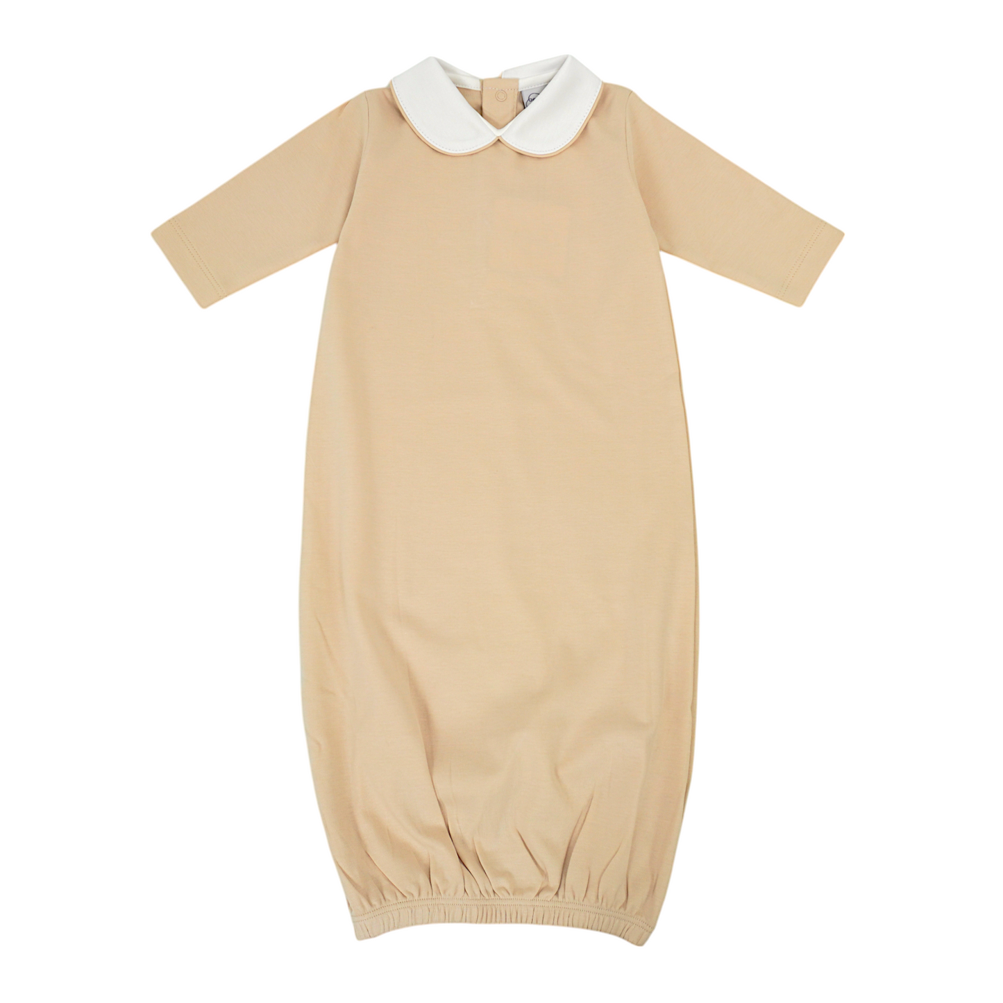 Solid Pima Cotton Baby Gown with White Peter Pan Collar