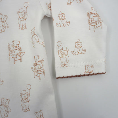 Teddy Bear Pima Cotton Baby Footie with Scalloped Collar